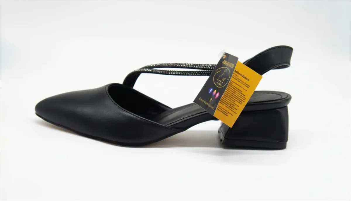 Kadın Siyah Çapraz Bantlı Alçak Kalın Topuklu Slingback Ayakkabı - görsel 4