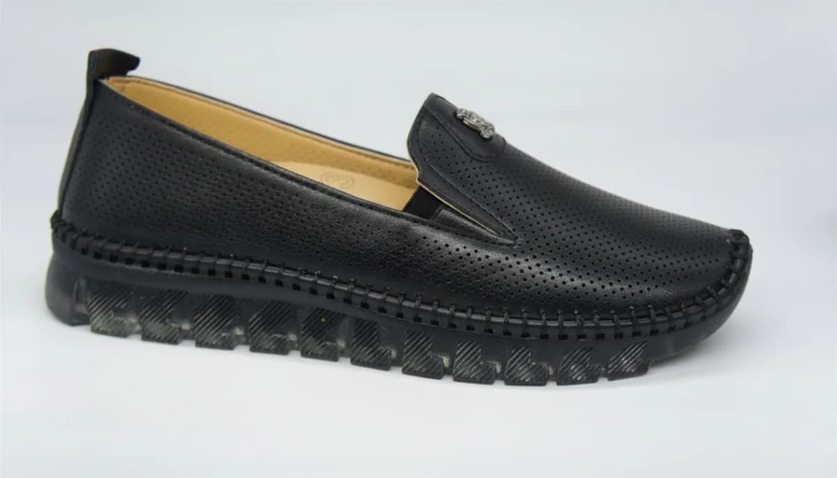 Kadın Siyah Trok Tabanlı Düz Günlük Loafer Ayakkabı - görsel 3